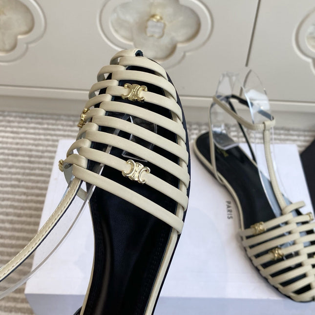 CELINE 26S CLEA TRIOMPHE GLADIATOR SANDALS IN BEIGE LAMBSKIN