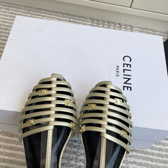 CELINE 26S CLEA TRIOMPHE GLADIATOR SANDALS IN CHAMPAGNE GOLD LAMBSKIN