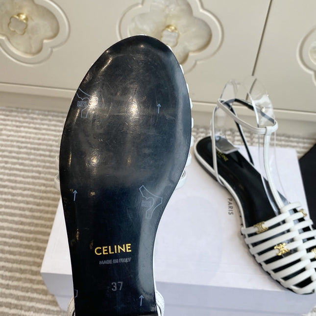 CELINE 26S CLEA TRIOMPHE GLADIATOR SANDALS IN WHITE LAMBSKIN