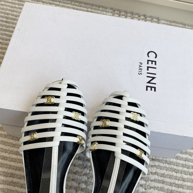CELINE 26S CLEA TRIOMPHE GLADIATOR SANDALS IN WHITE LAMBSKIN