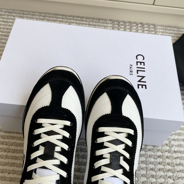 CELINE 26S RUNNER SNEAKERS IN BLACK SUEDE AND WHITE NYLON