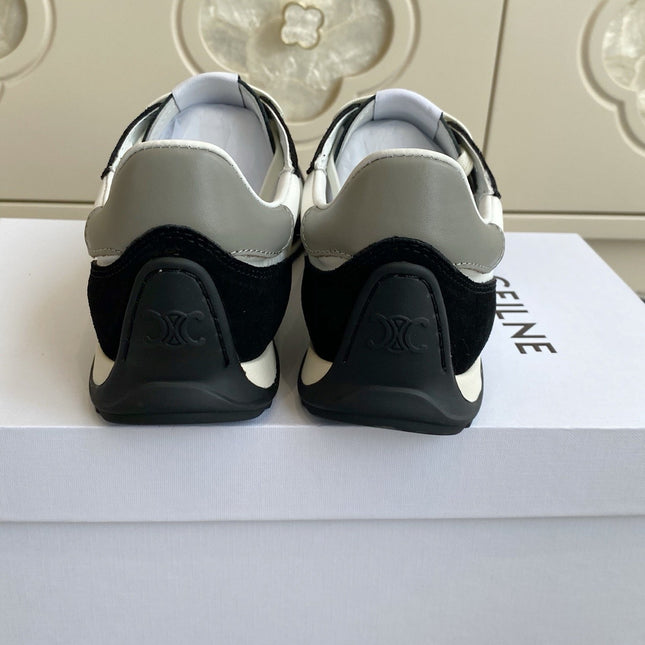 CELINE 26S RUNNER SNEAKERS IN BLACK SUEDE AND WHITE NYLON