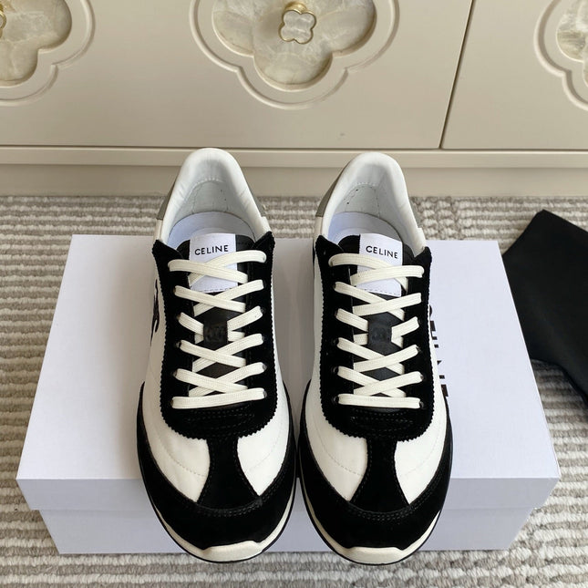 CELINE 26S RUNNER SNEAKERS IN BLACK SUEDE AND WHITE NYLON