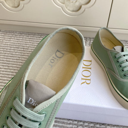 DIOR 26S LOW TOP SNEAKERS IN SAGE GREEN CANVAS