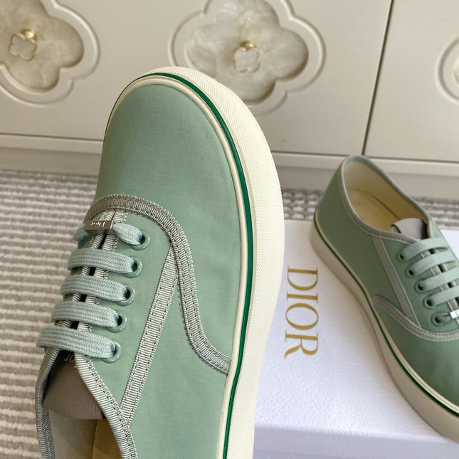 DIOR 26S LOW TOP SNEAKERS IN SAGE GREEN CANVAS