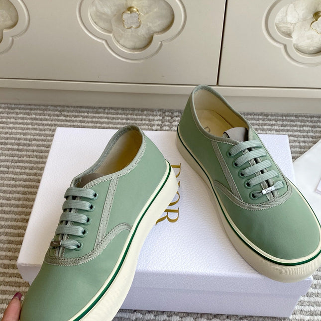 DIOR 26S LOW TOP SNEAKERS IN SAGE GREEN CANVAS