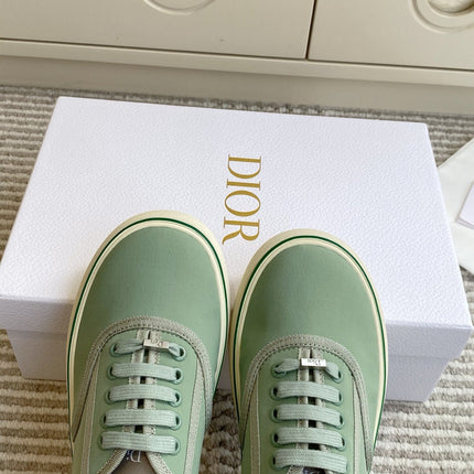 DIOR 26S LOW TOP SNEAKERS IN SAGE GREEN CANVAS