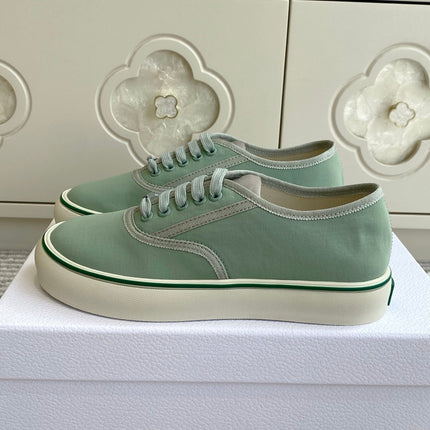 DIOR 26S LOW TOP SNEAKERS IN SAGE GREEN CANVAS