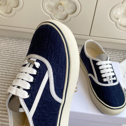 DIOR 26S LOW TOP SNEAKERS IN NAVY BLUE OBLIQUE CANVAS