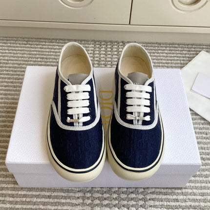 DIOR 26S LOW TOP SNEAKERS IN NAVY BLUE OBLIQUE CANVAS