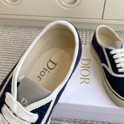 DIOR 26S LOW TOP SNEAKERS IN NAVY BLUE OBLIQUE CANVAS