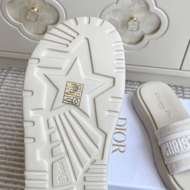 DIOR 26S DWAY SLIDES IN WHITE RUBBER SOLE