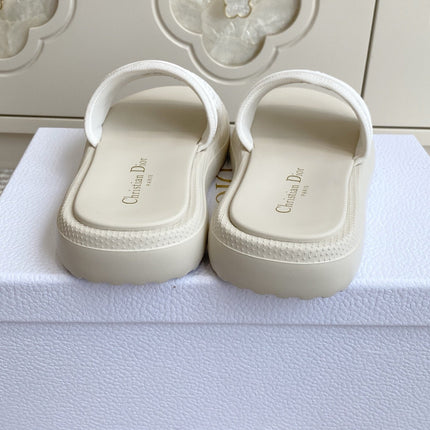 DIOR 26S DWAY SLIDES IN WHITE RUBBER SOLE