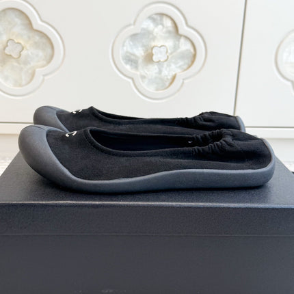 CHANEL 26S BALLET FLATS IN BLACK SUEDE AND LAMBSKIN