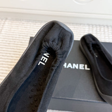 CHANEL 26S BALLET FLATS IN BLACK SUEDE AND LAMBSKIN