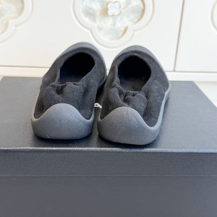 CHANEL 26S BALLET FLATS IN BLACK SUEDE AND LAMBSKIN