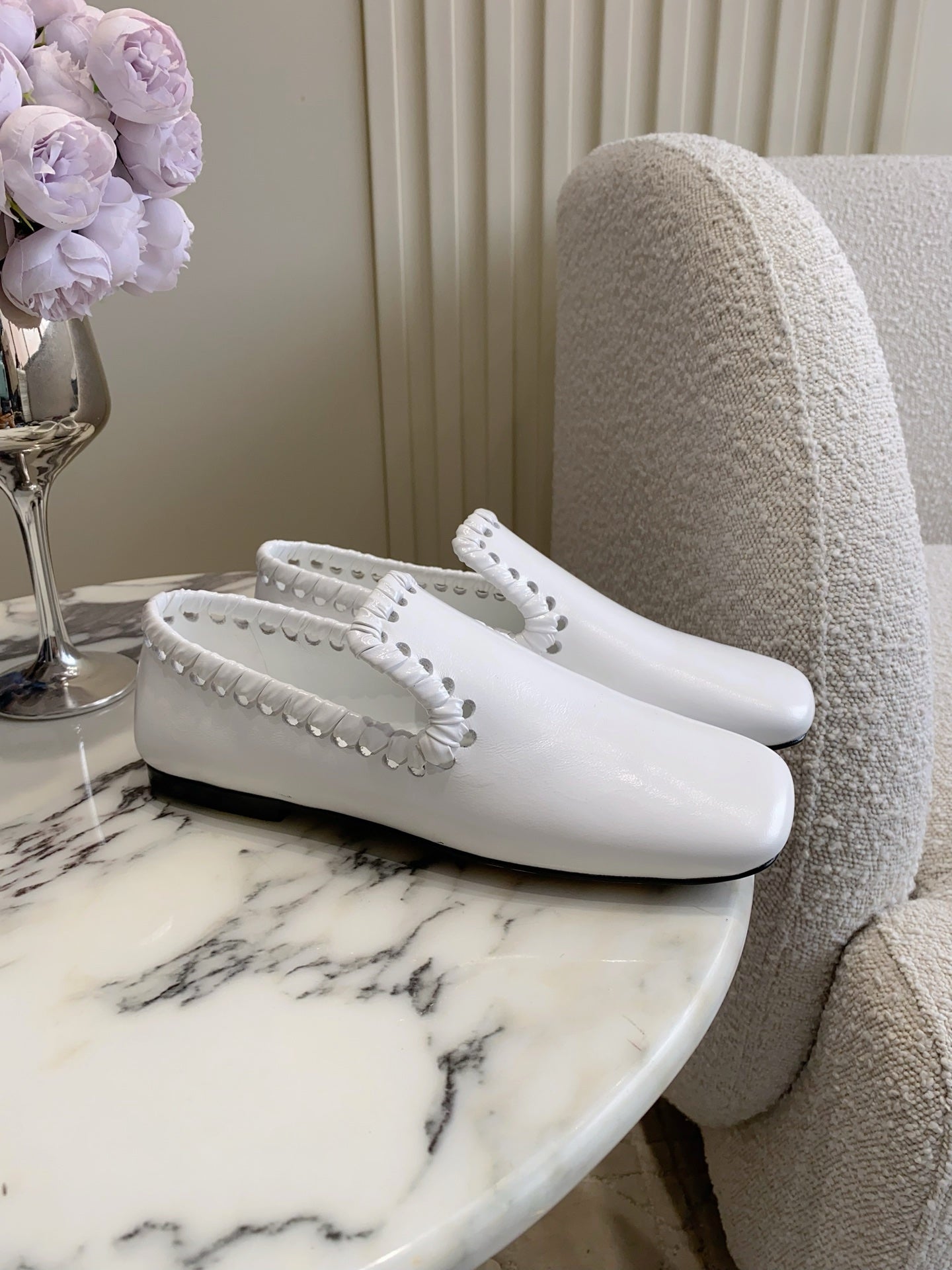 BOTTEGA VENETA 26S SABATO LOAFERS IN WHITE CALFSKIN