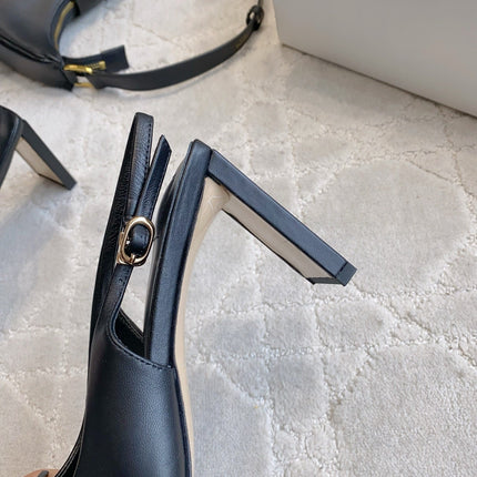 JACQUEMUS 26S SLINGBACK HEELS 85 MM IN BLACK SMOOTH CALFSKIN