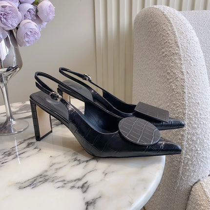 JACQUEMUS 26S SLINGBACK HEELS 85 MM IN BLACK CALFSKIN