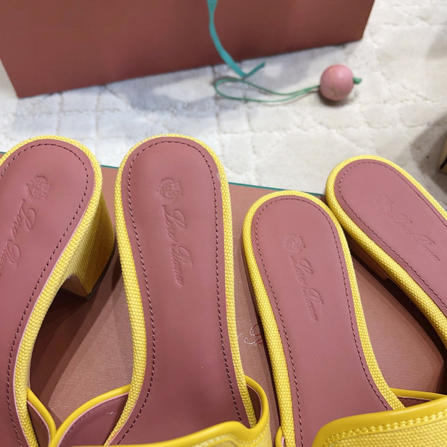 LP 26S SLIDES IN YELLOW CANVAS AND CALFSKIN