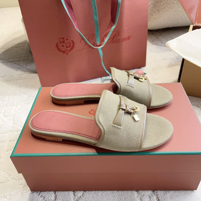 LP 26S SLIDES IN SAGE GREEN CANVAS AND CALFSKIN