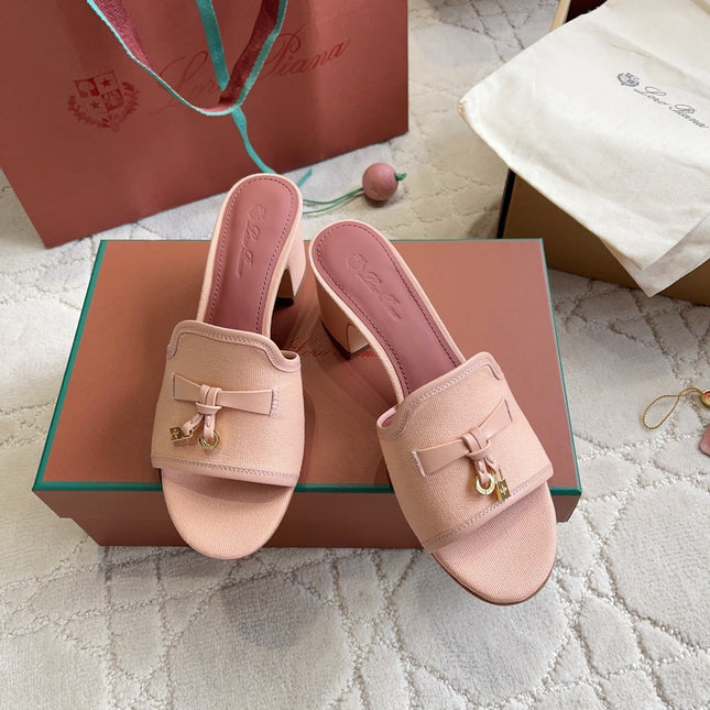 LP 26S HIGH HEEL SANDALS IN BLUSH PINK CANVAS AND CALFSKIN