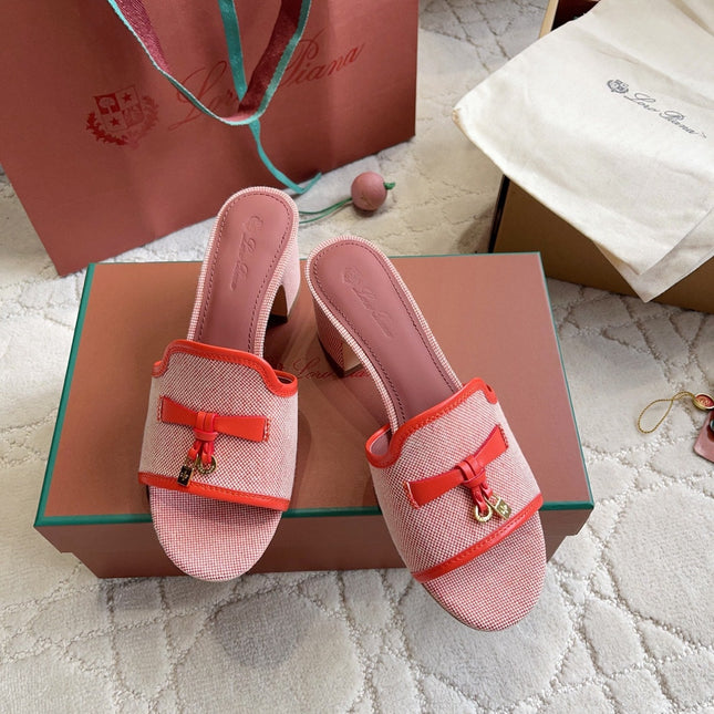 LP 26S HIGH HEEL SANDALS IN RED CANVAS AND CALFSKIN