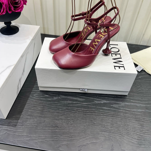 LOEWE 26S HIGH HEELS 60 MM IN RED CALFSKIN