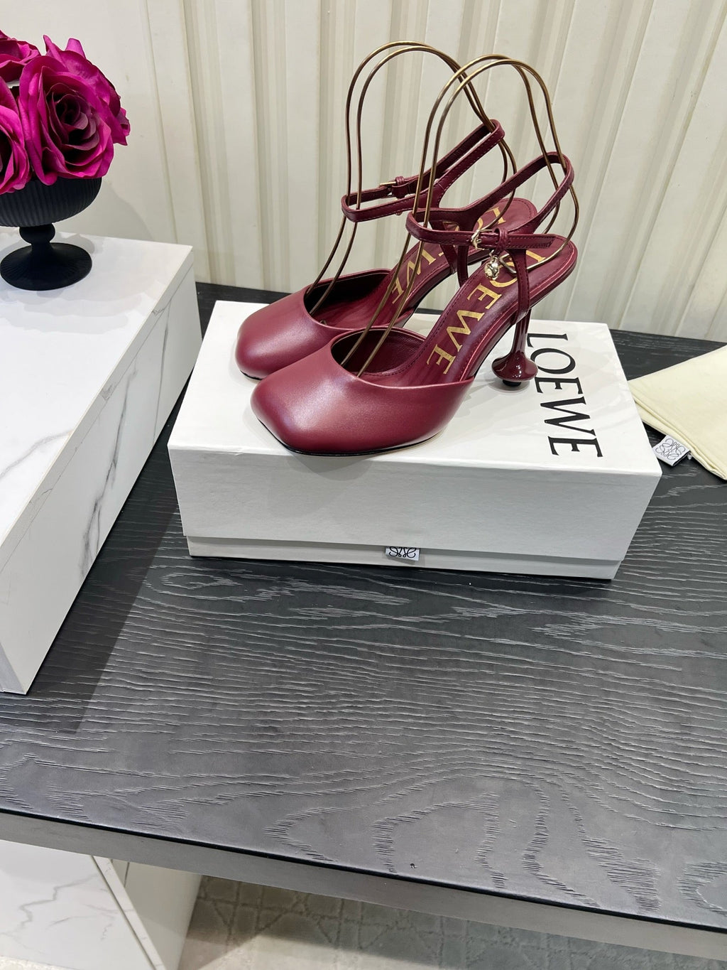 LOEWE 26S HIGH HEELS 60 MM IN RED CALFSKIN