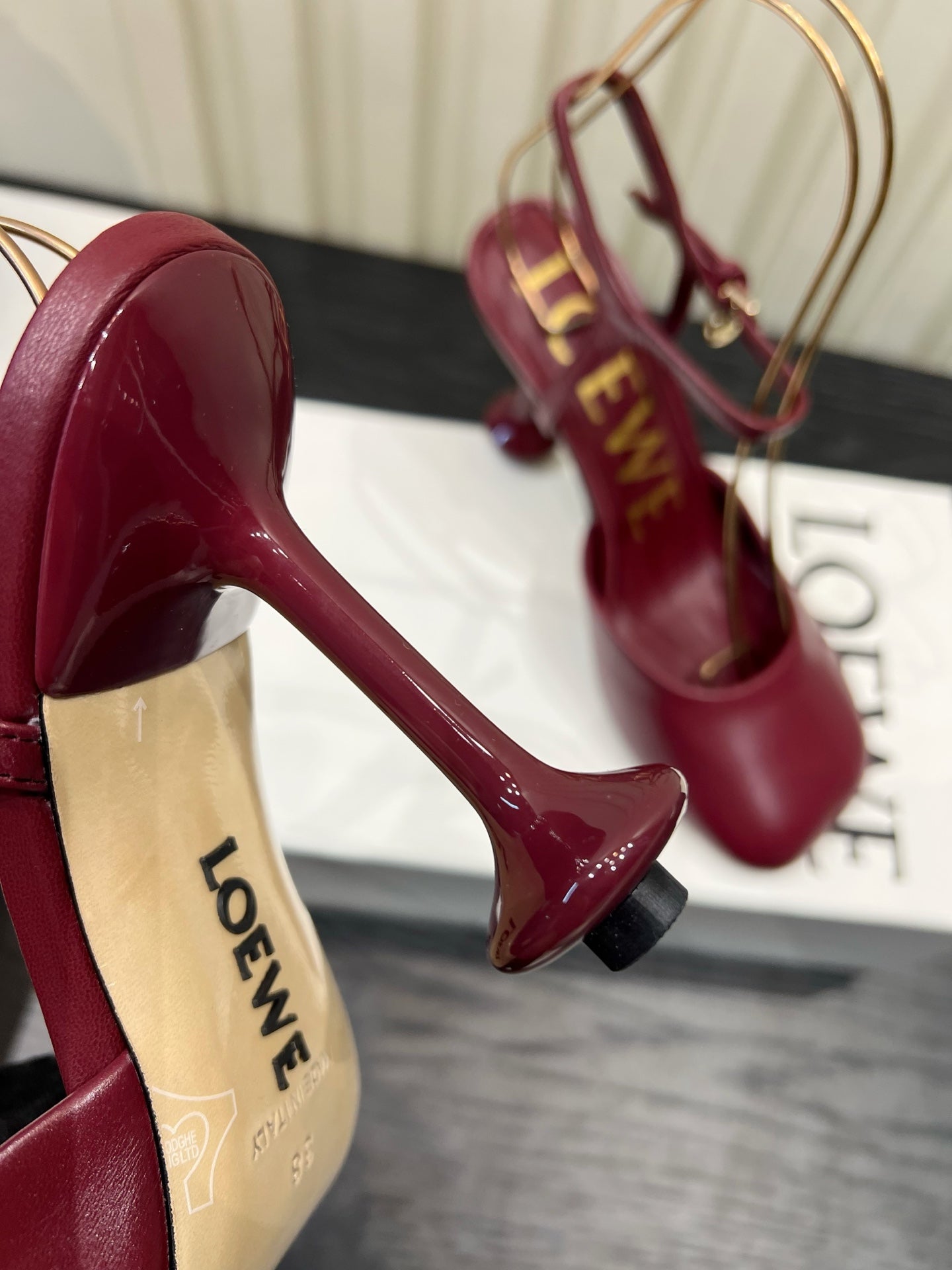 LOEWE 26S HIGH HEELS 60 MM IN RED CALFSKIN