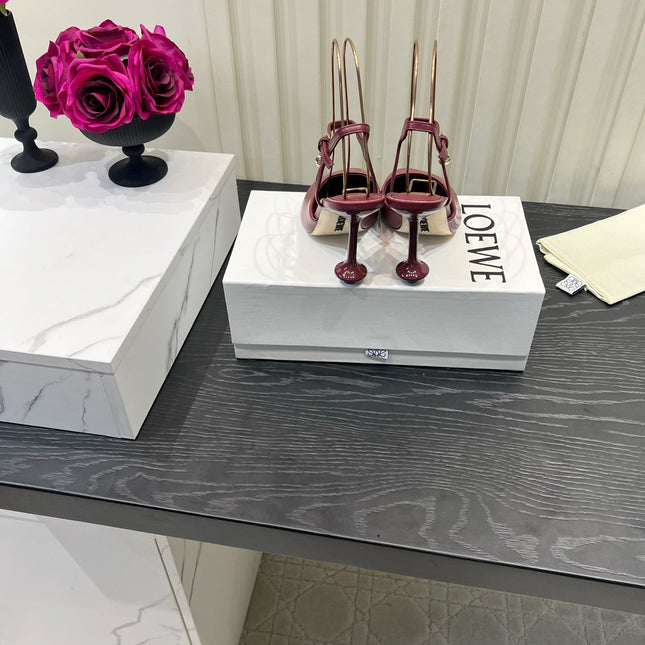LOEWE 26S HIGH HEELS 60 MM IN RED CALFSKIN