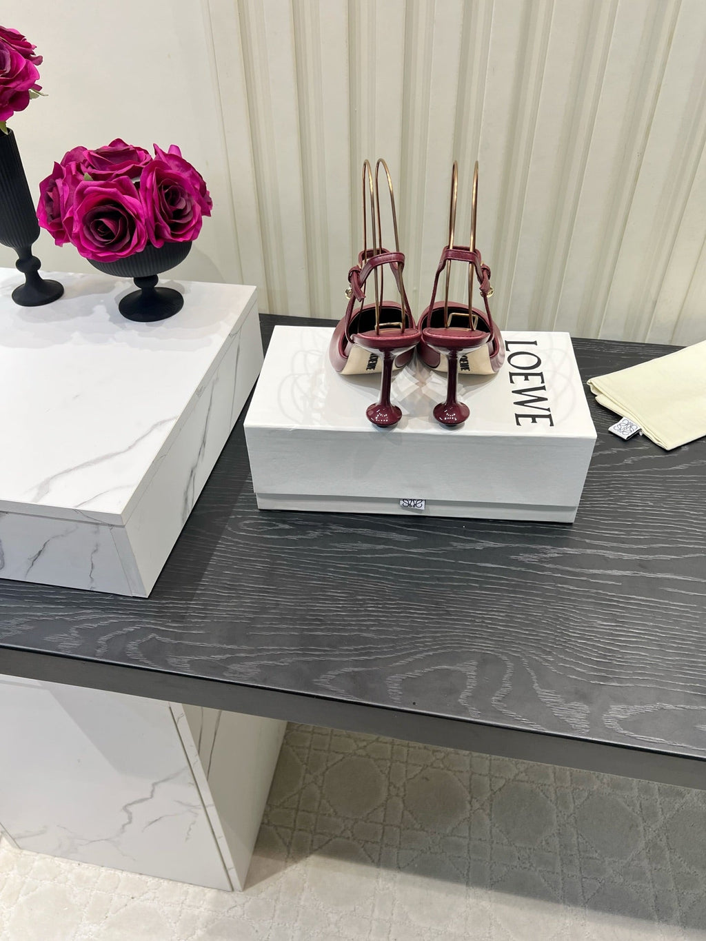 LOEWE 26S HIGH HEELS 60 MM IN RED CALFSKIN