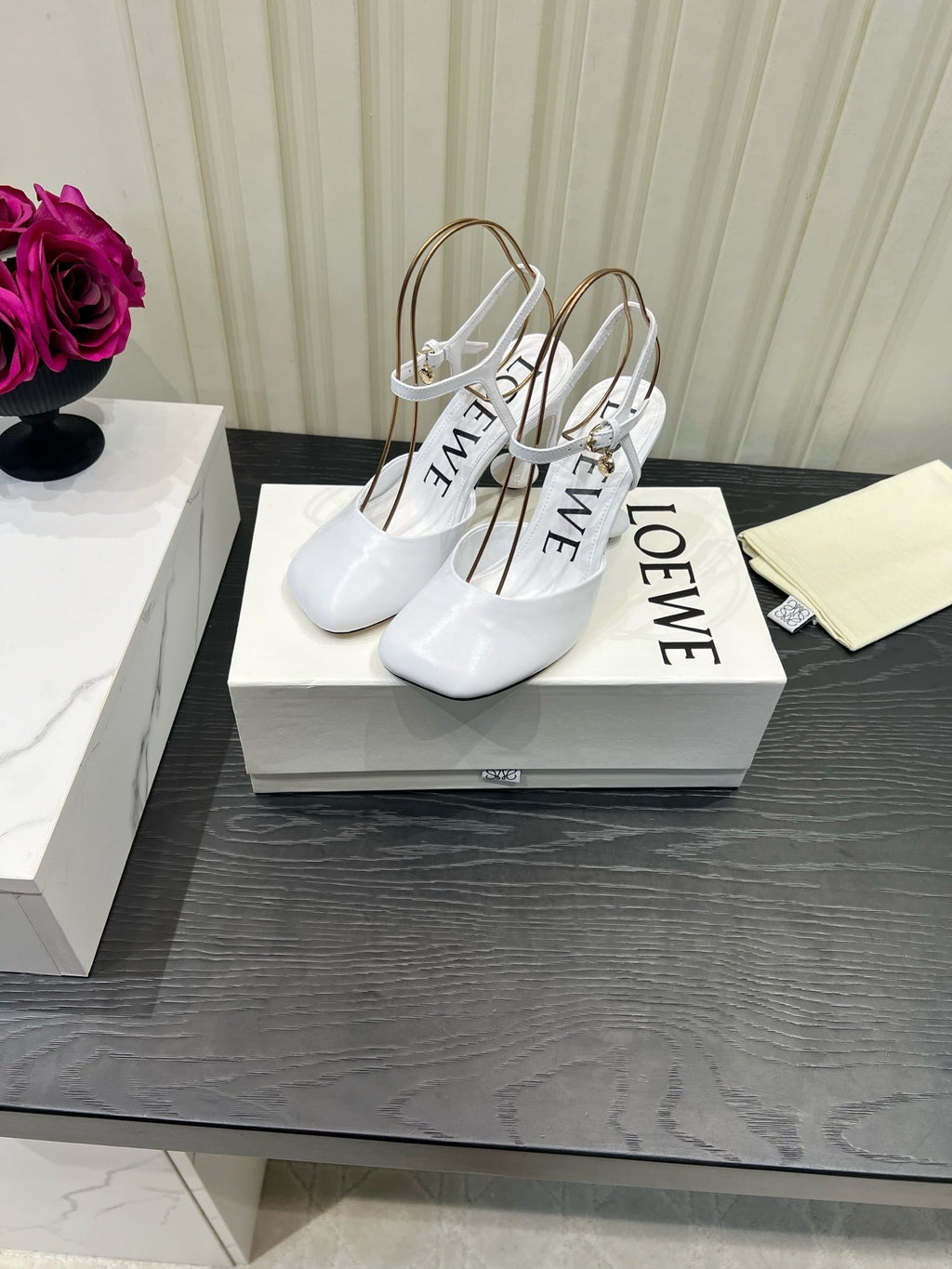 LOEWE 26S HIGH HEELS 60 MM IN WHITE CALFSKIN