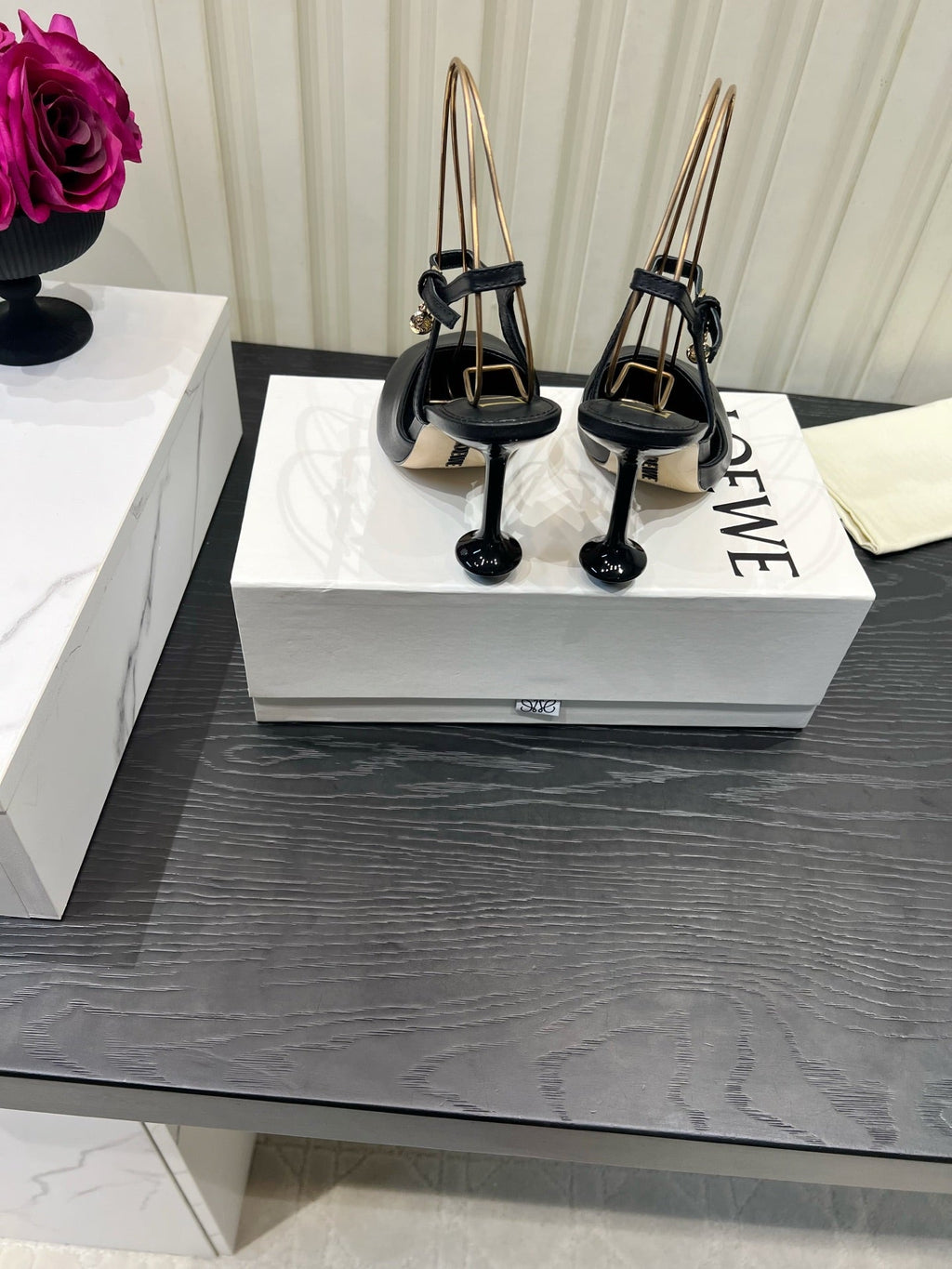 LOEWE 26S HIGH HEELS 60 MM IN BLACK CALFSKIN