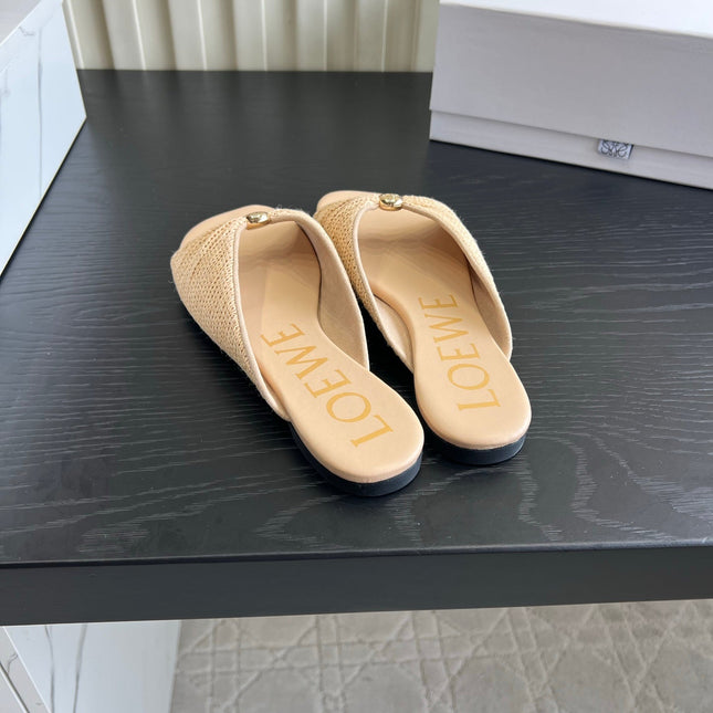 LOEWE 26S SANDALS IN BEIGE RAFFIA AND LAMBSKIN