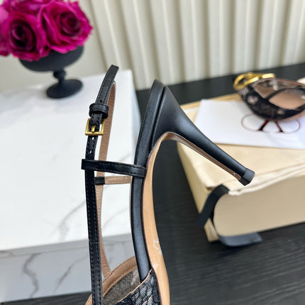 VALENTINO 26S SLINGBACKS 75 MM IN BLACK FABRIC LACE