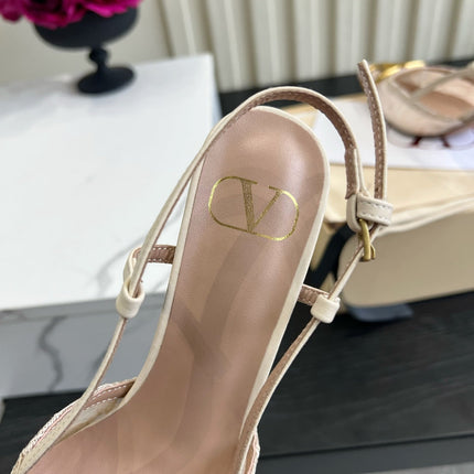 VALENTINO 26S SLINGBACKS 75 MM IN IVORY FABRIC LACE