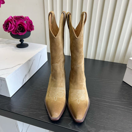 CELINE 26S COWBOY BOOTS IN BEIGE SUEDE POINTED TOE