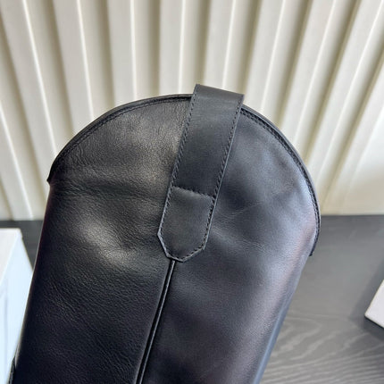 CELINE 26S COWBOY BOOTS IN BLACK CALFSKIN POINTED TOE