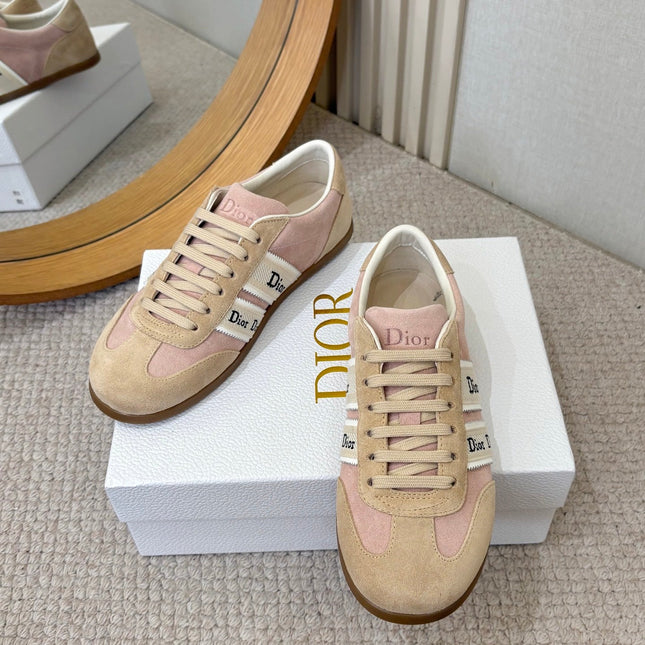 DIOR 26S SNEAKERS IN LIGHT PINK AND BEIGE SUEDE