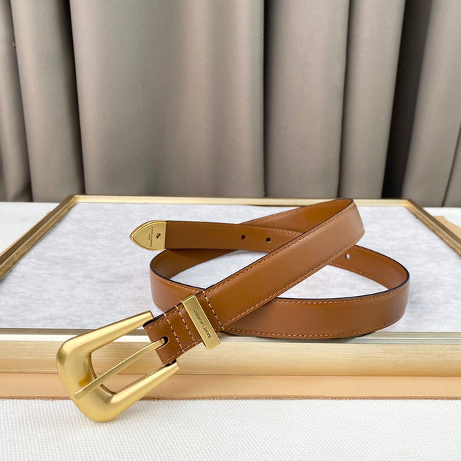 YSL 25S BELT 25 MM IN BROWN CALFSKIN 567656