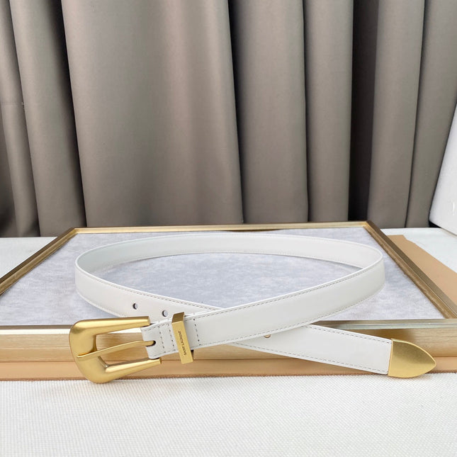 YSL 25S BELT 25 MM IN WHITE CALFSKIN 567658