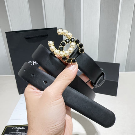 CHANEL 26S BELT 30 MM IN BLACK CALFSKIN 640392