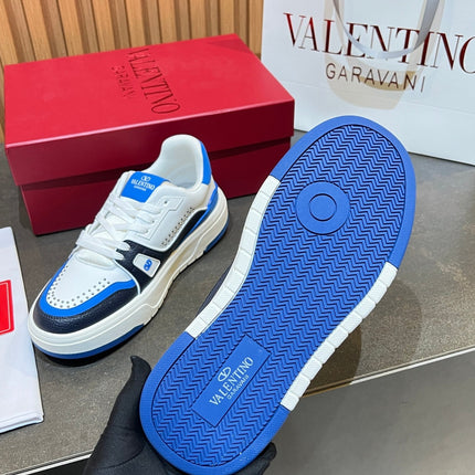 VALENTINO 26S ONESTUD SNEAKERS IN WHITE MIX BLUE CALFSKIN