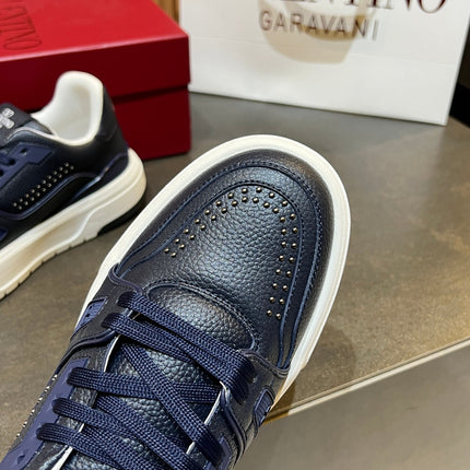 VALENTINO 26S ONESTUD SNEAKERS IN NAVY BLUE CALFSKIN