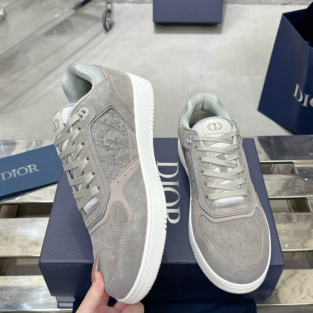 DIOR 25S B27 UPTOWN LOW-TOP SNEAKERS IN GREY CALFSKIN STYLE 6