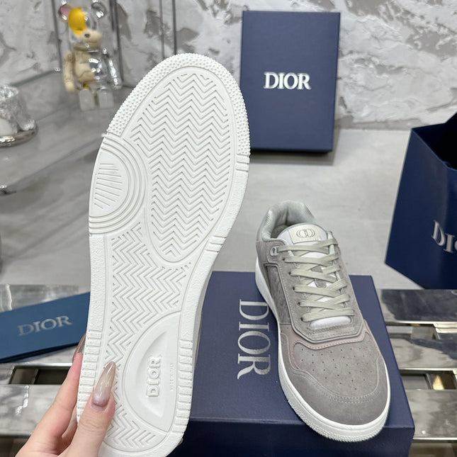 DIOR 25S B27 UPTOWN LOW-TOP SNEAKERS IN GREY CALFSKIN STYLE 6