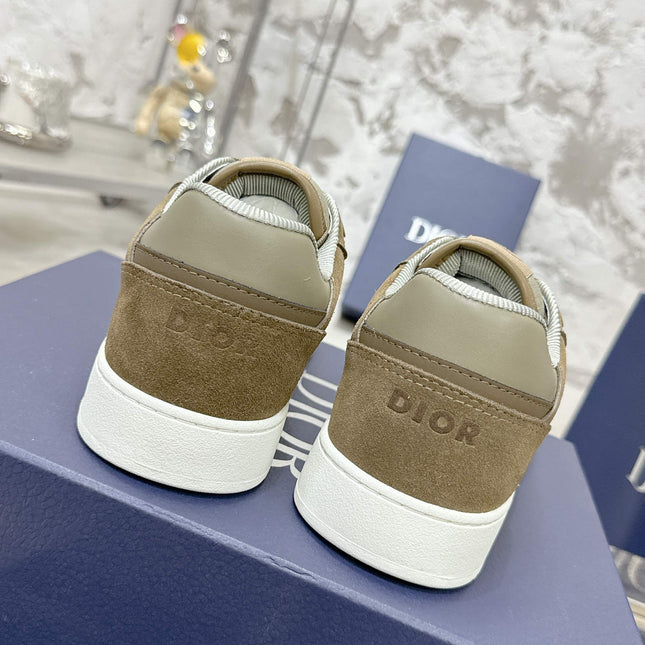 DIOR 25S B27 UPTOWN LOW-TOP SNEAKERS IN OLIVE BROWN CALFSKIN STYLE 5