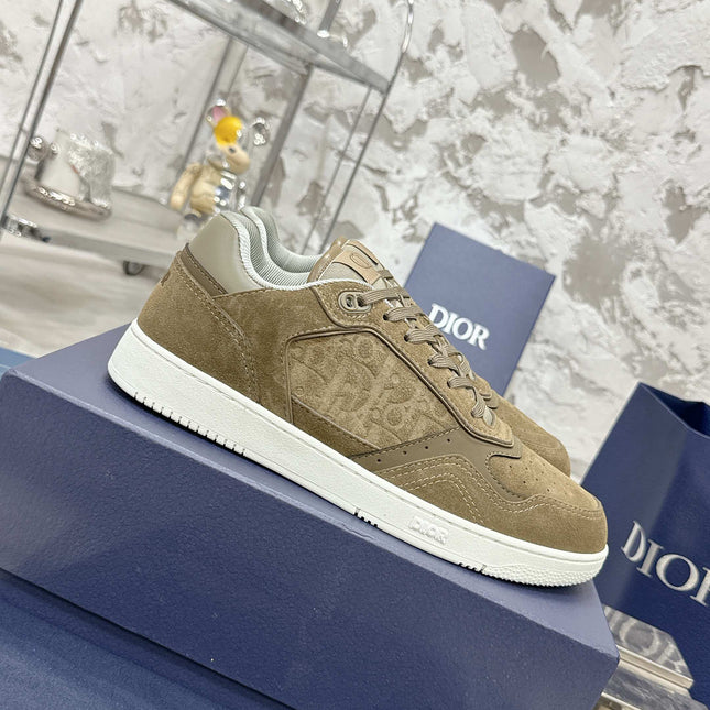 DIOR 25S B27 UPTOWN LOW-TOP SNEAKERS IN OLIVE BROWN CALFSKIN STYLE 5