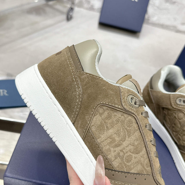 DIOR 25S B27 UPTOWN LOW-TOP SNEAKERS IN OLIVE BROWN CALFSKIN STYLE 5